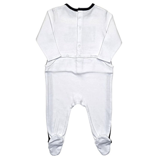 Pyjama bébé Karl Lagerfeld blanc – dos uni avec fermeture boutonnée – vue de dos