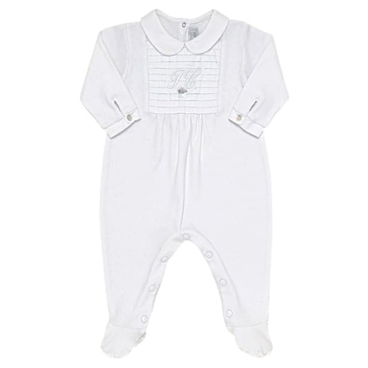 Pyjama bébé mixte blanc monogramme, taille 6 mois, marque Tartine et Chocolat - seconde main haut de gamme