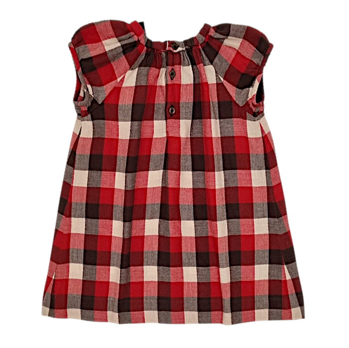 Robe rouge à carreaux, Bonpoint, 18 mois, vue de dos, vêtement bébé fille marque luxe