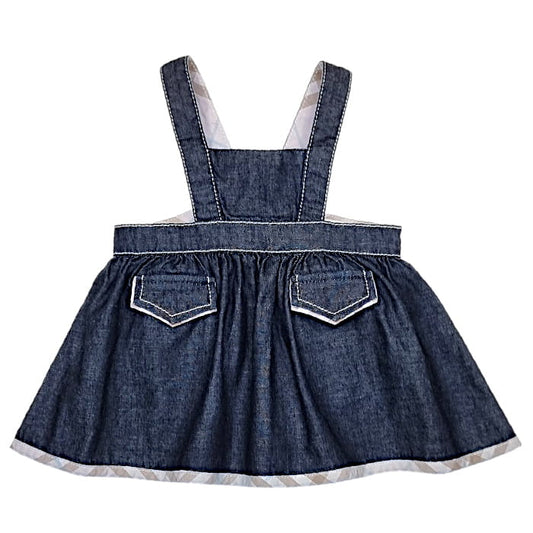 Robe bébé Burberry seconde main bleu denim - Vêtement fille 1 mois été