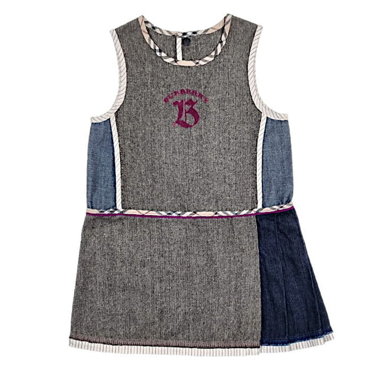 Robe Burberry bébé 12 mois multicolore chevrons denim - Vêtement bébé marque de luxe seconde main