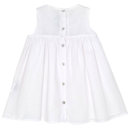 Robe de cérémonie bébé blanc à smocks Tartine et Chocolat, vue de dos, fille 18 mois