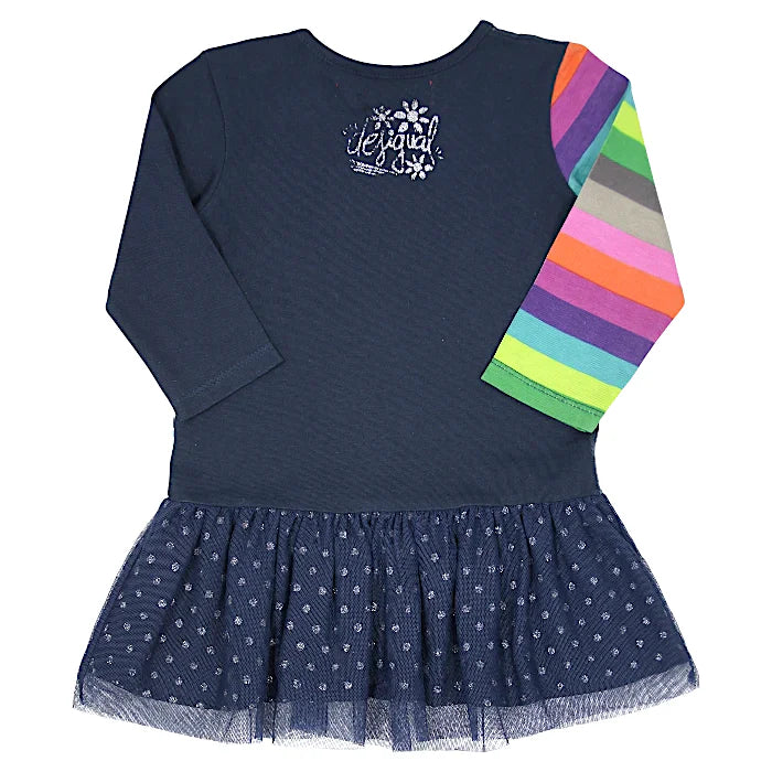 Robe bébé fille Desigual 12 mois, multicolore, avec une jupe à pois argentés superposée de tulle