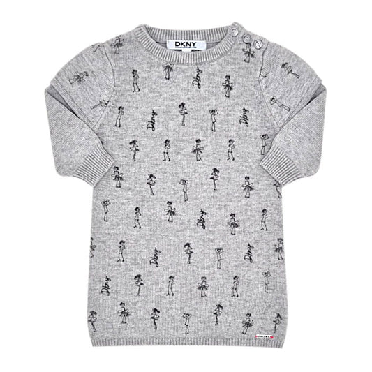 Robe bébé fille gris/noir en tricot, taille 6 mois, marque DKNY - seconde main premium