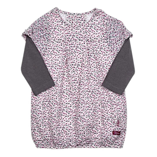 Robe bébé fille beige/kaki effet trompe-l’œil, taille 12 mois, marque IKKS - seconde main premium