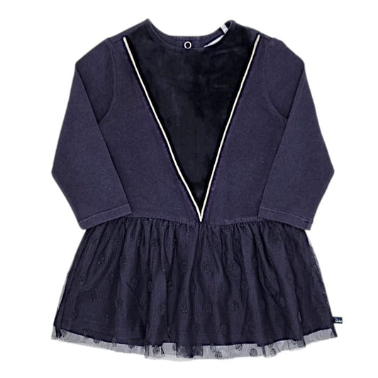 Robe bébé fille bleu marine style tutu, taille 12 mois, marque IKKS - seconde main premium