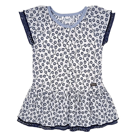 Robe bébé fille bleu/blanc en viscose, taille 18 mois, marque IKKS - seconde main premium