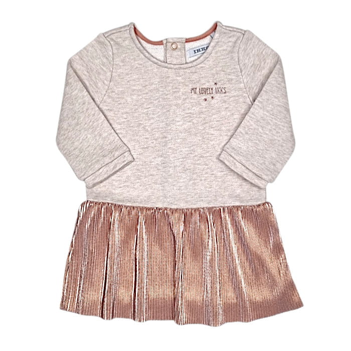 Robe IKKS bébé 6 mois beige plissée - Vêtement de marque seconde main