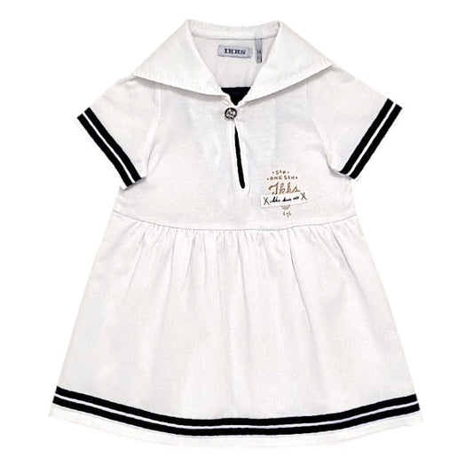 Robe bébé fille blanche à col marin, taille 6 mois, marque IKKS - seconde main premium