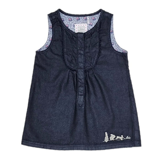 Robe trapèze bébé fille bleu indigo, taille 6 mois, marque IKKS - seconde main premium