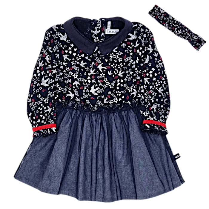 Robe-tutu marine bi matière bébé fille