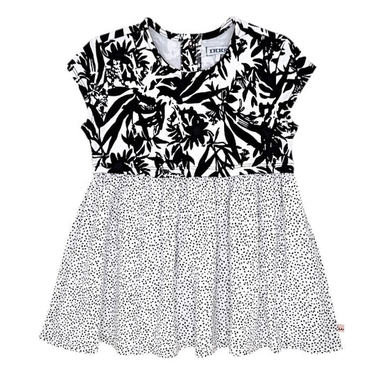 Robe bébé fille noir/blanc imprimée, taille 12 mois, marque IKKS - seconde main premium