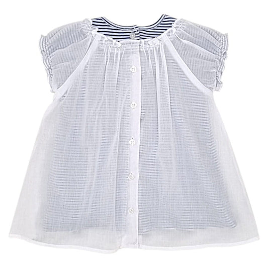 Robe bicolore superposée, IKKS d'occasion, 3 mois, vue de dos, Vêtement bébé fille de marque en état impeccable.