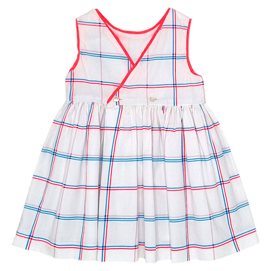 Robe bébé blanc à carreaux Jacadi, vue de dos, fille 18 mois