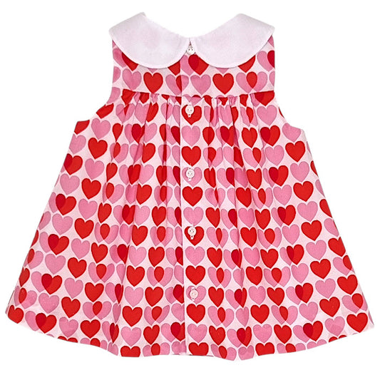 Robe bébé rose motif cœurs Jacadi, vue de dos, fille 3 mois