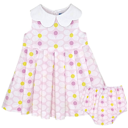 Robe et bloomer bébé fille rose motif marguerites, taille 18 mois, marque Jacadi - seconde main haut de gamme