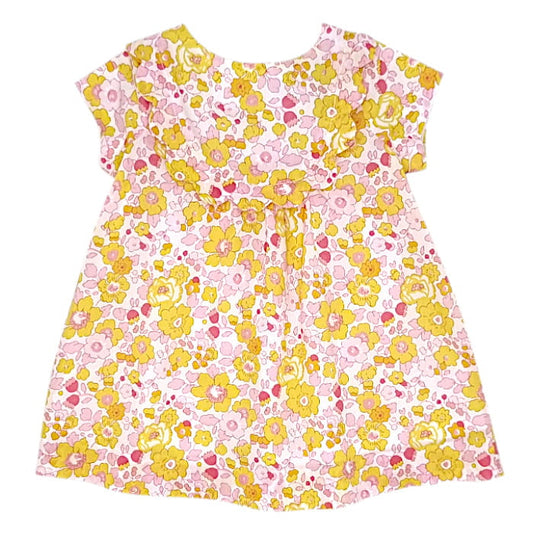 Robe bébé fille en tissu Liberty jaune, taille 3 mois, marque Jacadi - seconde main haut de gamme