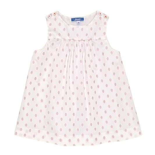 Robe bébé fille blanc/rose à pois, taille 6 mois, marque Jacadi - seconde main haut de gamme