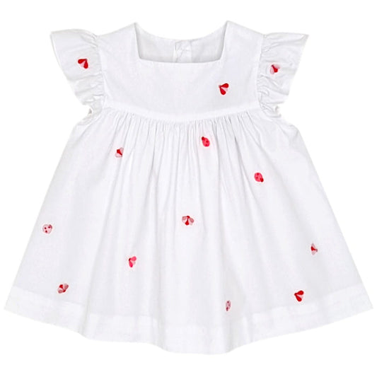 Robe bébé fille blanche brodée, taille 6 mois, marque Jacadi - seconde main haut de gamme