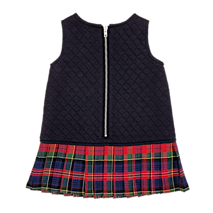 Robe marine plissé, Jean-Paul Gaultier, pour fille 6 mois, vue de dos, vêtement de créateur pour bébé, seconde main