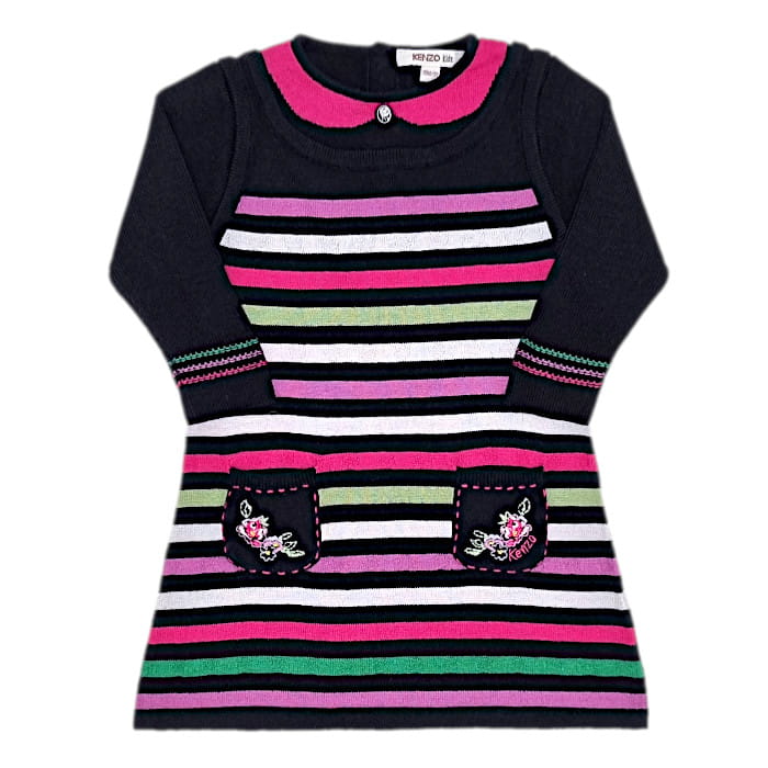 Robe tricot Kenzo bébé 18 mois luxe d'occasion noir à rayures
