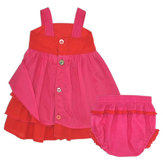 Robe bébé rose/orange avec bloomer Kenzo, vue de dos, fille 6 mois
