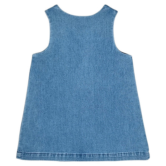 Robe bébé bleu éléphant brodé Kenzo, vue de dos, fille 9 mois
