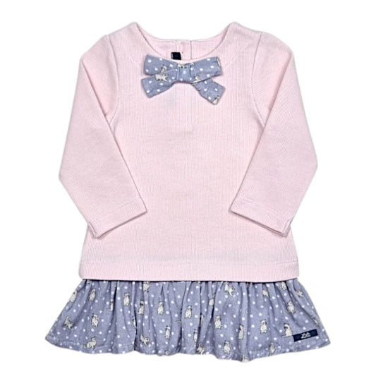 Robe bébé fille rose à nœud, taille 12 mois, marque Lili Gaufrette - seconde main premium