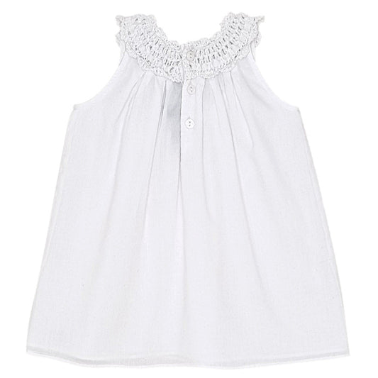 Robe bébé blanc sans manches Lili Gaufrette, vue de dos, fille 6 mois