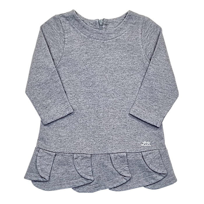Robe bébé 9 mois Lili Gaufrette gris chiné - Vêtement bébé fille seconde main
