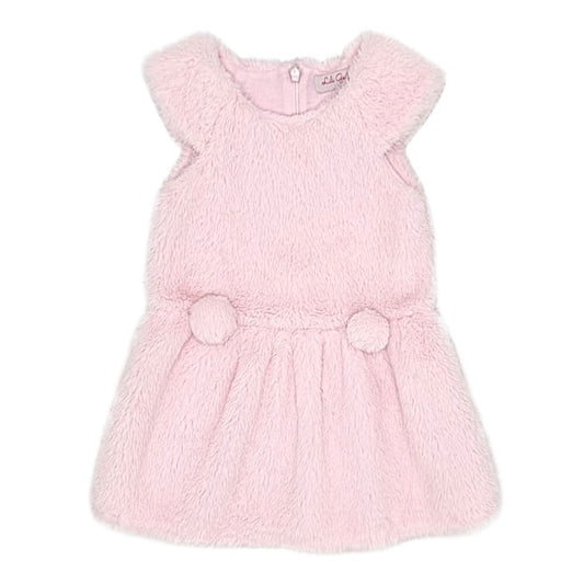 Robe bébé fille en fausse fourrure rose, taille 18 mois, marque Lili Gaufrette - seconde main premium