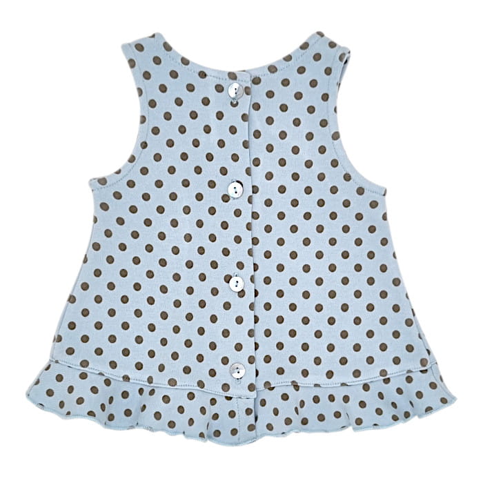 Robe bleu ciel à pois, Lili Gaufrette, 3 mois, vue de dos, habit bébé fille de marque, vêtement seconde main à petit prix