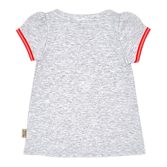 Robe gris chiné manches courtes, Marc Jacobs, nouveau-née 1 mois, vue de dos, vêtement bébé de créateur, seconde main en état impeccable