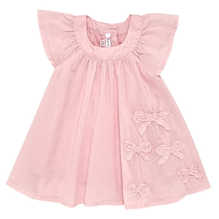 Robe rose à noeud, Repetto, fille 6 mois, vue de face, vêtement bébé élégant, habit d'occasion