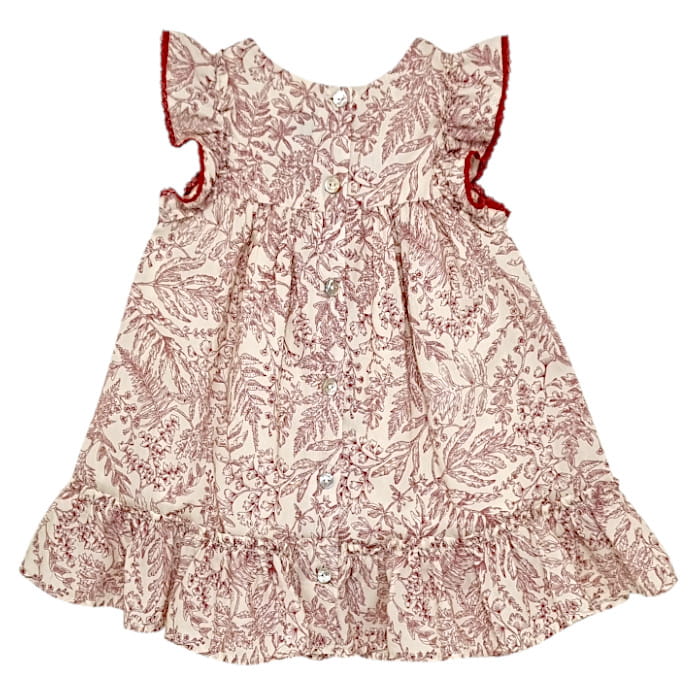 Robe chic écrue, marque Tartine et Chocolat, pour bébé fille, 6 mois, vue de dos, vêtement de seconde main