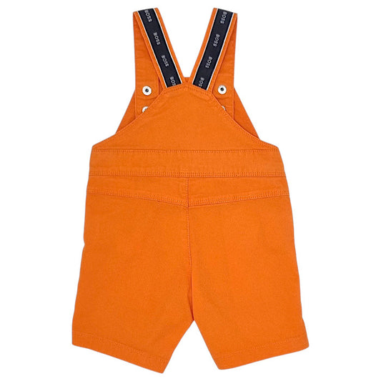 Salopette bébé orange logo imprimé Boss, vue de dos, garçon 3 mois