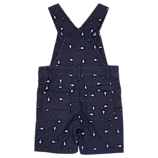 Salopette bébé bleu marine motif raquettes IKKS, vue de dos, garçon 6 mois