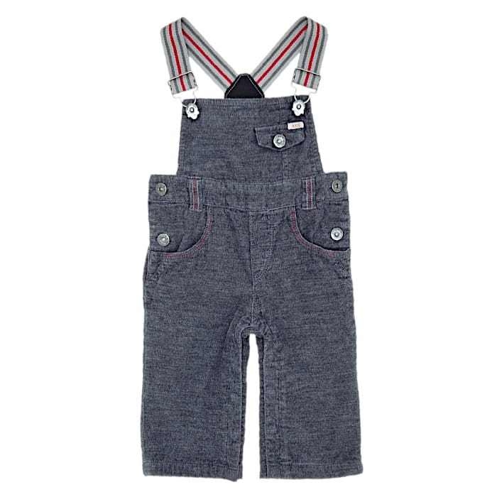 Salopette bébé garçon gris foncé en velours côtelé, taille 6 mois, marque IKKS - seconde main premium