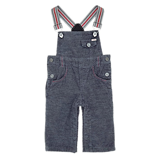 Salopette bébé garçon gris foncé en velours côtelé, taille 6 mois, marque IKKS - seconde main premium