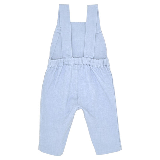 Salopette bébé bleu doublée Jacadi, vue de dos, garçon 1 mois