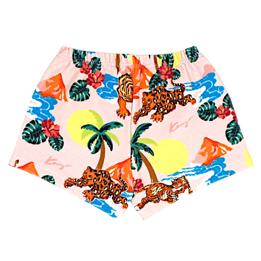 Short bébé rose motif tropical Kenzo, vue de dos, fille 18 mois