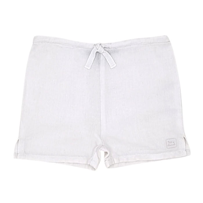 Short blanc coton et lin, Marcel et Léon, bébé garçon 3 mois, vue de face, vêtement seconde main en excellent état