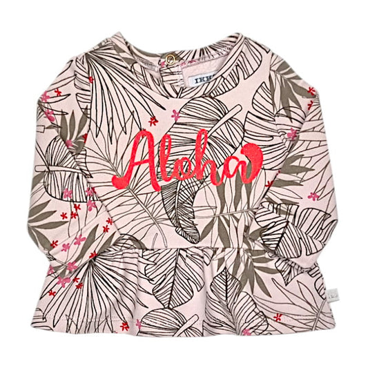 Sweat bébé fille rose motif tropical, taille 3 mois, marque IKKS - seconde main premium