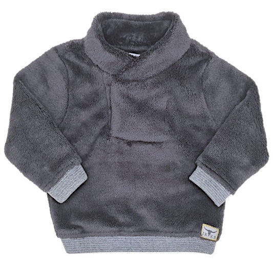 Sweat bébé garçon gris en fausse fourrure, taille 12 mois, marque IKKS - seconde main premium