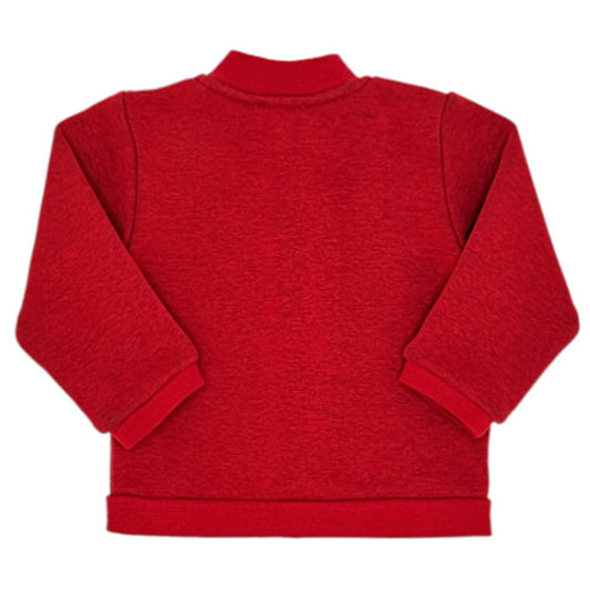 Sweat à pression rouge, Jacadi, garçon 12 mois, vue de dos, vêtement d'occasion pour bébé
