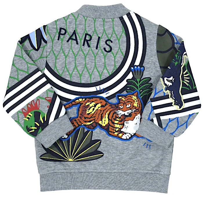 Sweat bébé garçon Kenzo 12 mois, multicolore, avec des manches longues et une taille agrémentées de larges bords-côtes
