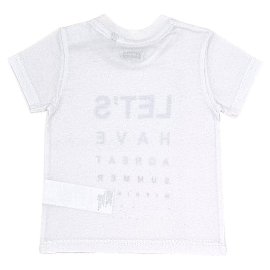 T-shirt bébé blanc message imprimé IKKS, vue de dos, garçon 3 mois