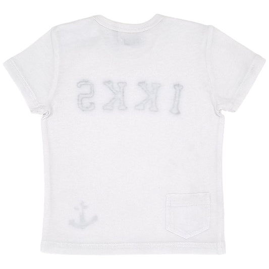 T-shirt bébé blanc esprit marin IKKS, vue de dos, garçon 6 mois