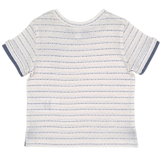 T-shirt bébé écru à rayures fines Tartine et Chocolat, vue de dos, garçon 6 mois
