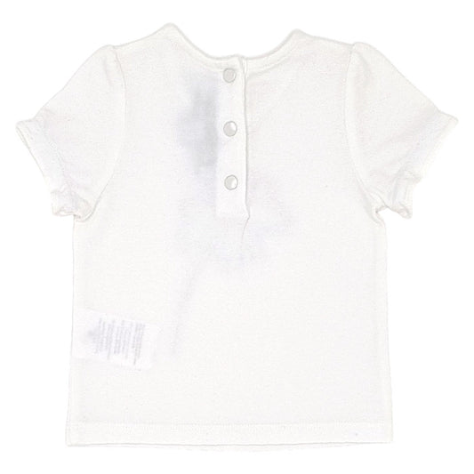 T-shirt bébé écru motif trèfle Tartine et Chocolat, vue de dos, fille 6 mois
